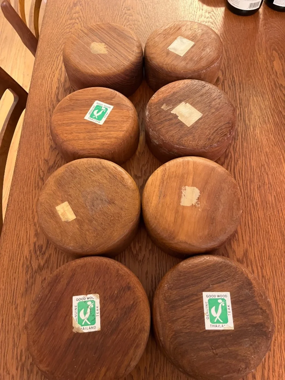 Vintage MCM Genuine Teak Wood Salad Bowls Goodwood Thailand - Set of 8